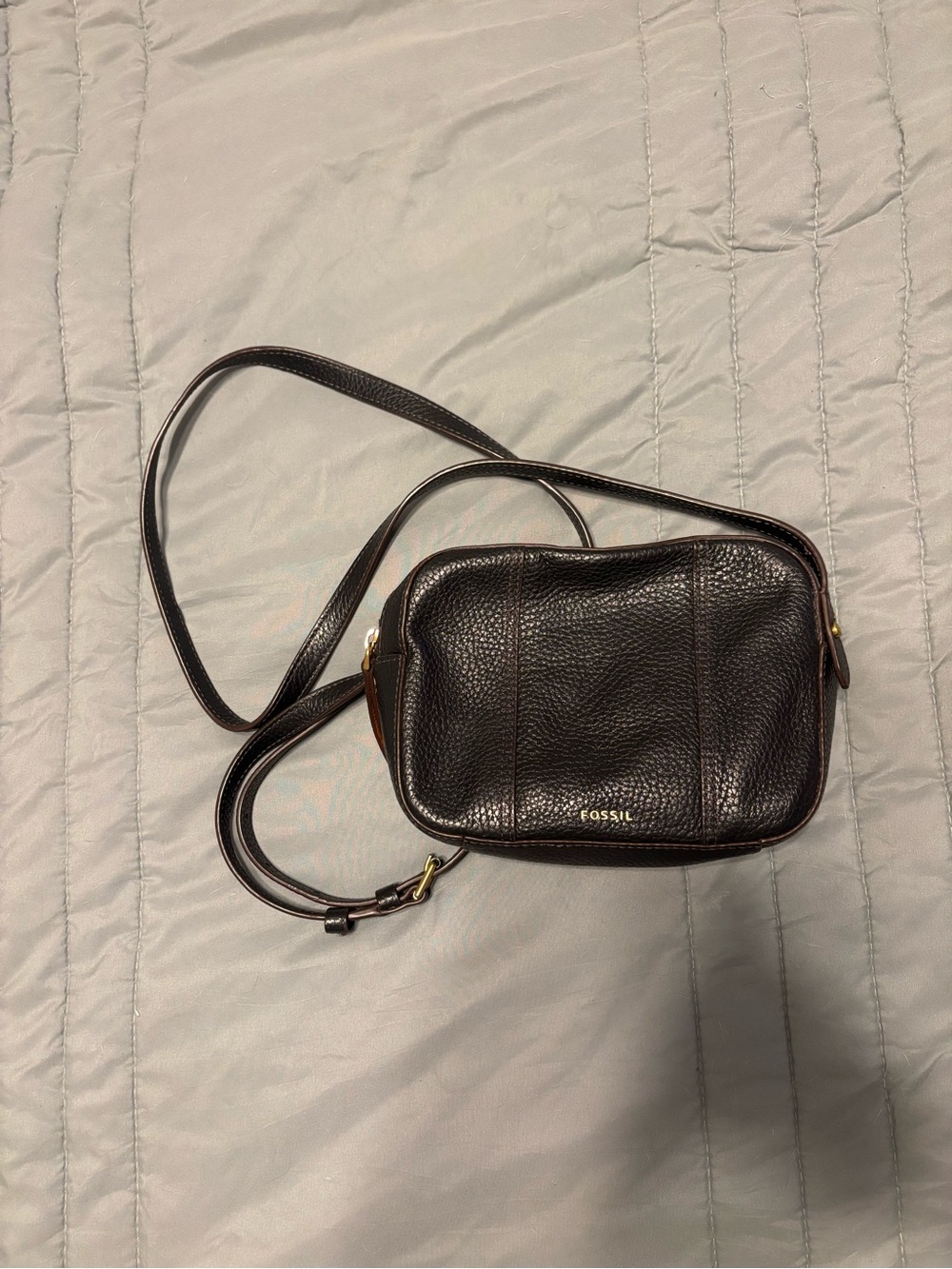 Fossil Black Leather Crossbody Bag